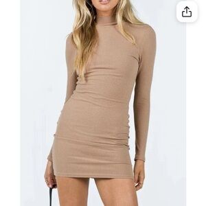 Princess Polly Tan Long Sleeve Dress